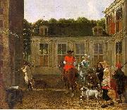 Ludolf de Jongh Hunting Party in the Courtyard of a Country House oil painting picture wholesale